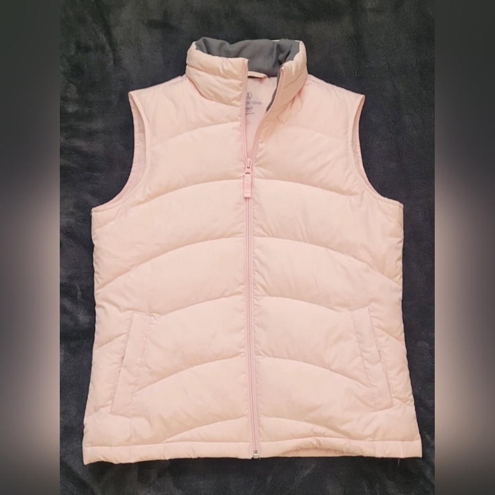 LANDS' END Zippered puffy vest, snap pockets ▴ XS/P Light Pink - Picture 6 of 6